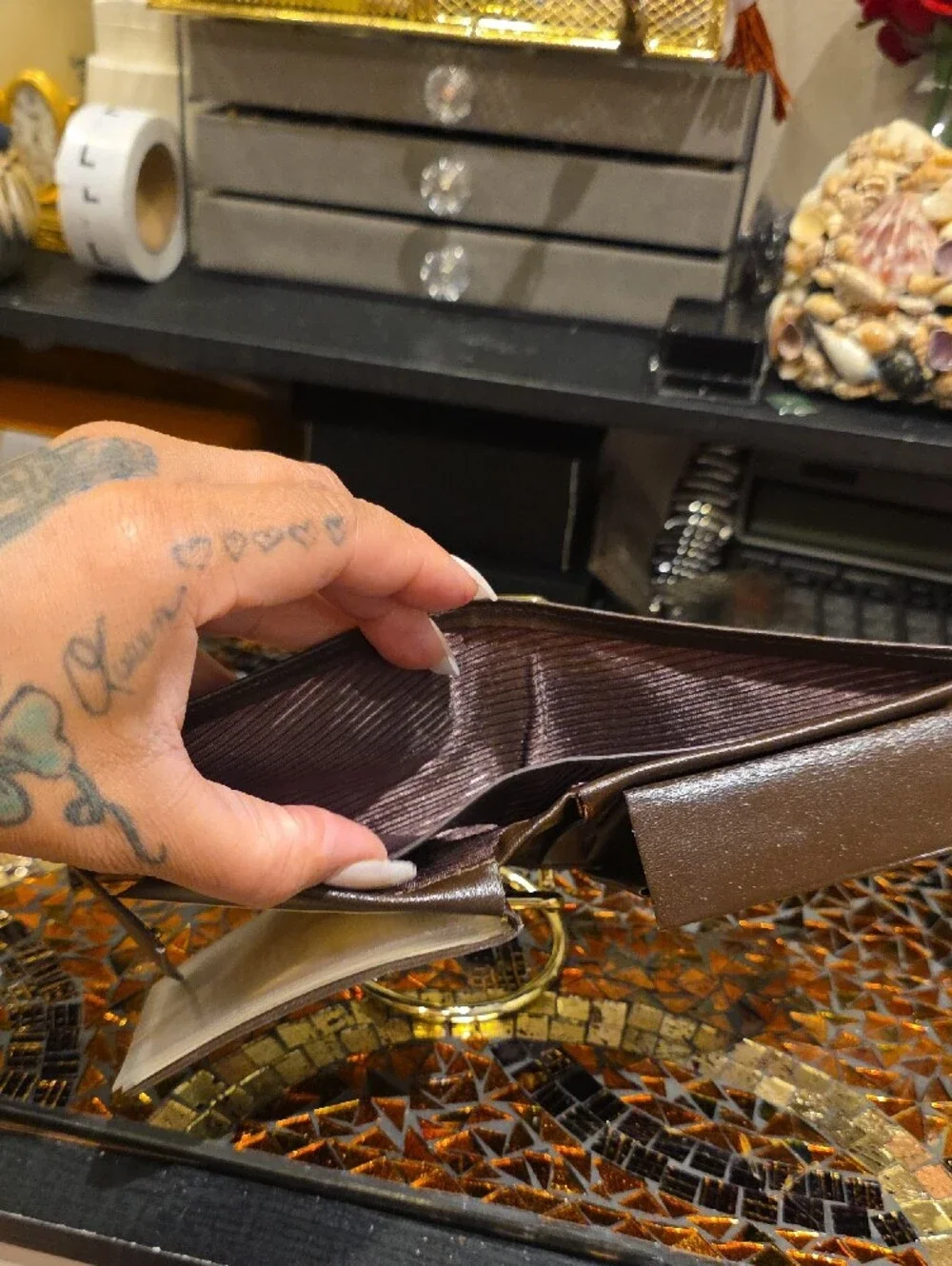 SWANK Brown Leather Bifold Wallet with ID Window